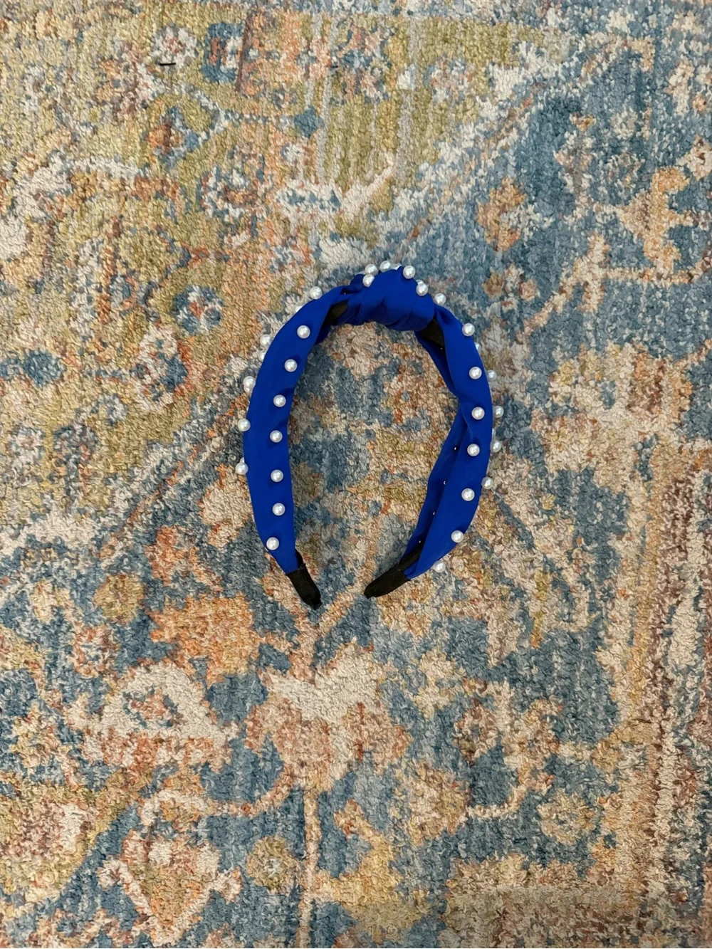 Women’s Pearl-Studded Blue Headband